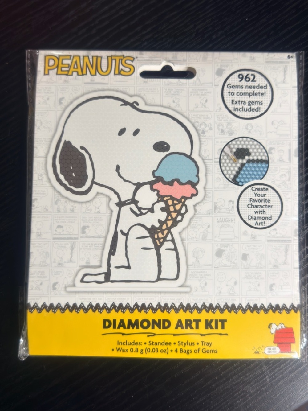 Peanuts Snoopy Diamond Art Kit - White, Black, Blue, Pink, Brown